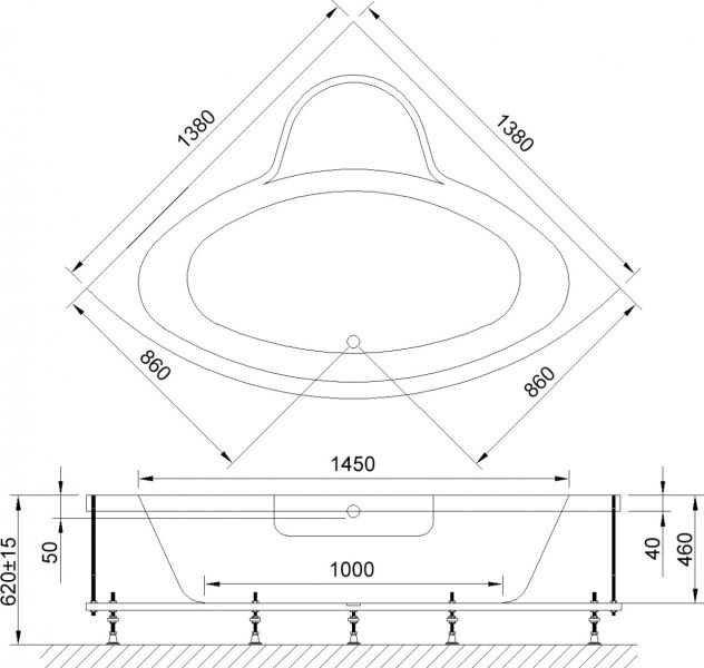 Акриловая ванна Royal Bath Fanke 140x140см белый RB581200