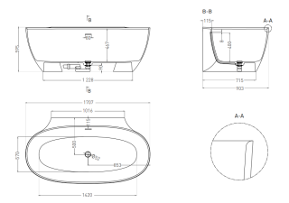 Ванна из искусственного камня Salini Alda Wall S-Sense 101915G 170x90см белый глянцевый