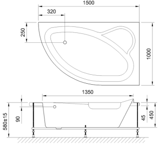 Акриловая ванна Royal Bath Alpine правая 150x100см белый RB819100R