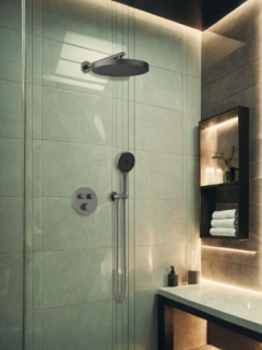 Душевая система с термостатом AltroBagno Bilancia 040413 GrMt оружейная сталь