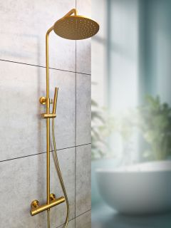 Душевая система с термостатом AltroBagno Metropoli 030425 OrSp матовое золото 