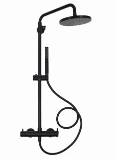 Душевая стойка AQUAme AQM8001MB со смесителем чёрный матовый