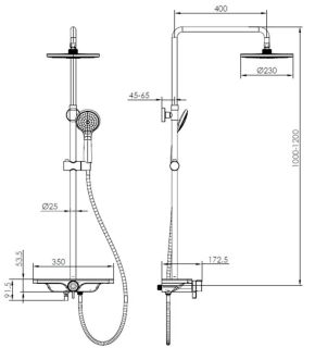 Душевая стойка AQUAme AQM8002W со смесителем белый матовый