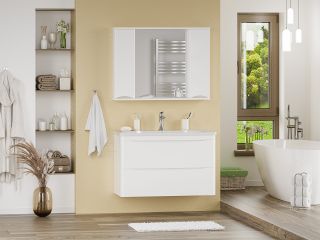 Зеркальный шкаф с подсветкой Misty Атлантик левый 60см белый