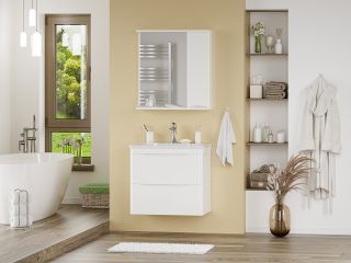 Зеркальный шкаф с подсветкой Misty Атлантик правый 70см белый