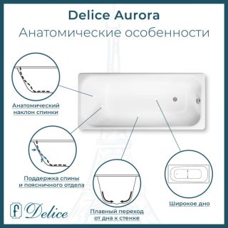 Ванна чугунная Delice Aurora DLR230605R 170x70 с отверстиями под ручки