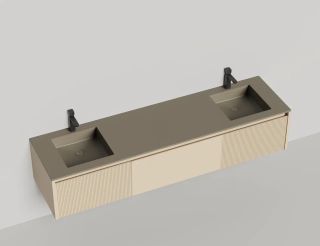 Подвесная тумба Salini Domino 27D120DINF 200см эмаль с фрезеровкой для двух встраиваемых раковин