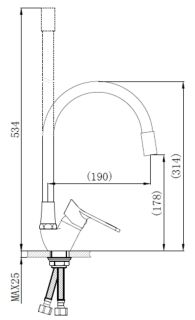 Смеситель для кухни РМС SL137BL-016F хром/чёрный
