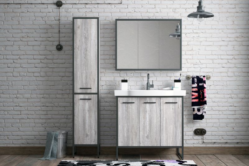 Зеркало-шкаф Corozo Айрон 90см антик/чёрный SD-00000282