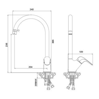 Смеситель для кухонной мойки AZARIO EVORA AZ-WKE56266C  керамический картридж