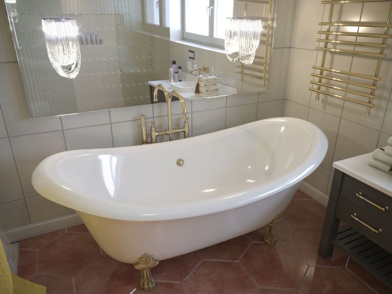 Ванна из искусственного камня AquaStone Лиона 190x86см золотые ножки