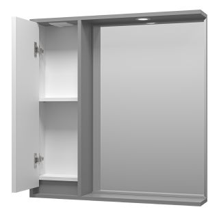 Зеркальный шкаф с подсветкой Brevita Balaton BAL-04080-01-01Л левый 80см белый/серый