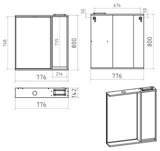 Зеркальный шкаф с подсветкой Brevita Balaton BAL-04080-01-01П правый 80см белый/серый