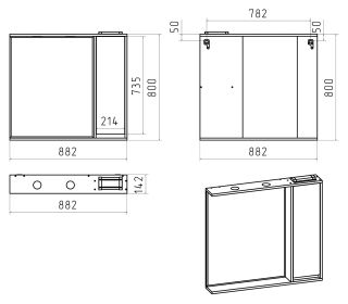 Зеркальный шкаф с подсветкой Brevita Balaton BAL-04090-01-П правый 90см белый