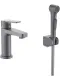 Смеситель для раковины с гигиеническим душем Aquatek Лугано AQ1712BGM оружейная сталь
