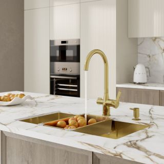 Смеситель для кухни IDDIS Pure PURMGFJi05 с каналом для фильтрованной воды золото матовое