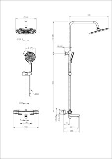 Душевая стойка Wonzon & Woghand Neo WW-B3046-A1-MB с термостатом чёрный матовый