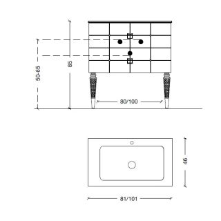 Тумба под раковину Armadi Art Vallessi Avangarde Piazza 80см белый/золото 841-080-WG