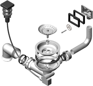 Выпуск для мойки Alveus 1127136 с вертикальным переливом POP UP COPPER