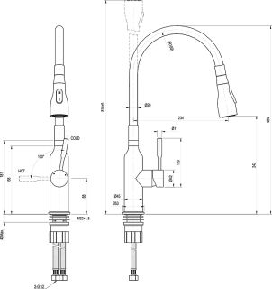 Смеситель для кухни Lemark Expert LM5082S-Gray с гибким поворотным изливом хром/серый