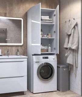 Шкаф над стиральной машиной Vigo Grani 036 поставляется в разобранном виде белый