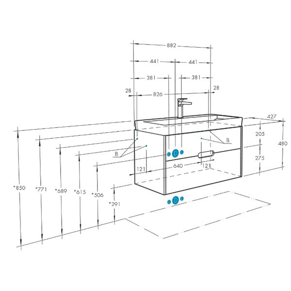 Тумба под раковину Акватон Оливия 90см бежевый/дуб веллингтон 1A254401OLVG0