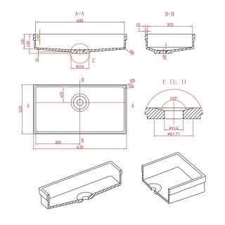 Раковина Montebianco Castello Due 12124 63см белый