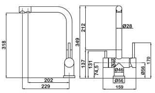 Смеситель для кухни Swedbe Selene Plus 8144B с каналом для подключения фильтра чёрный