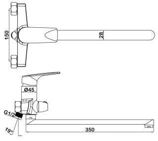 Смеситель для ванны Swedbe Venado 1650 хром