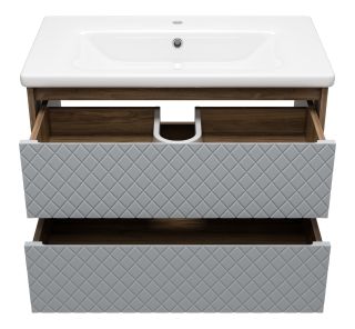 Подвесная тумба под раковину Brevita Chester CHE-09080-49502Я 80см серый/дуб Чарльстон темно-коричневый