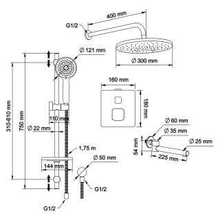 Душевой комплект Swedbe Platta 5560 с термостатом хром