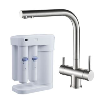 Смеситель для кухни Swedbe Selene Plus K8144M в комплекте с фильтром Аквафор Морион нержавеющая сталь