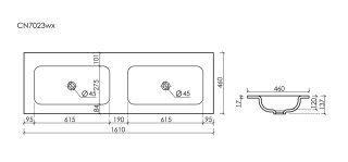 Раковина Ceramicanova Grace CN7023wx с двумя чашами 160 см белый