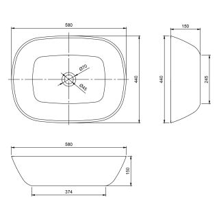 Раковина Montebianco Conca 12008 58см белый