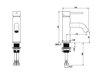 Смеситель для раковины Bronze de Luxe SCANDI 1451C, хром
