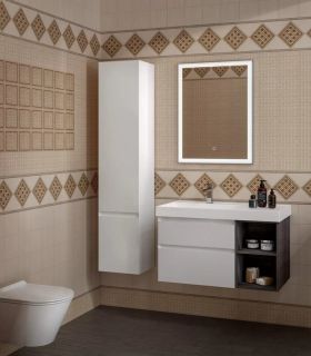 Тумба под раковину Kerama Marazzi Cubo CUB.90Lh\WHT.M левая 90 см белый матовый/древесина