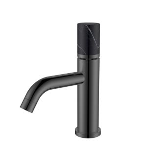 Смеситель для раковины Boheme Stick 121-SGM-MR-B оружейная сталь/чёрный мрамор
