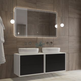 Зеркало Cezares с лазерной гравировкой, контурной подсветкой сенсорным выключателем CEZARES CZR-SPC-DUET-1400-800-LED-TCH