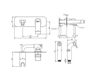 Смеситель гигиенический душ Lemark Ursus LM7220BL
