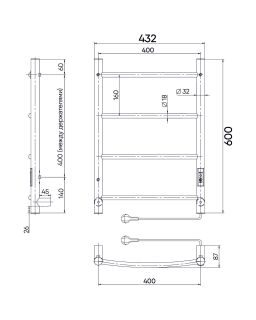 Полотенцесушитель электрический Indigo Arc Lux LCALE60-40Rt 60x40 см хром