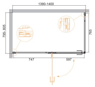 Душевой уголок Cezares Bellagio 140x80см брашированное золото BELLAGIO-AH-1-140/80-C-BORO