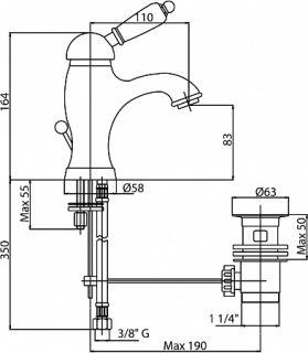 Смеситель для раковины однорычажный, бронза Cezares ELITE-LSM1-02-Nc