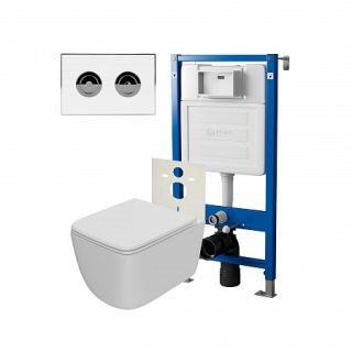 Комплект унитаза с инсталляцией Point Элемент PN48313WC с сиденьем Микролифт