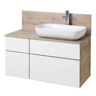 Тумба под раковину Акватон Мишель 100см дуб эндгрейн/белый 1A244101MIX40