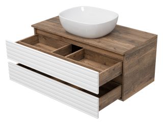 Подвесная тумба под раковину Brevita Dakota DAK-09100-19/01-2Я 100см дуб Галифакс олово/белый