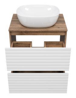 Напольная тумба под раковину Brevita Dakota DAK-07060-19/01-2Я 60см дуб Галифакс олово/белый