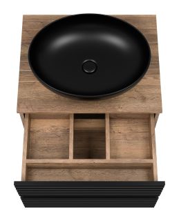 Подвесная тумба под раковину Brevita Dakota DAK-09060-19/02-2Я 60см дуб Галифакс олово/чёрный