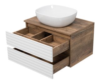 Подвесная тумба под раковину Brevita Dakota DAK-09070-19/01-2Я 70см дуб Галифакс олово/белый