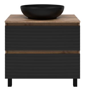 Напольная тумба под раковину Brevita Dakota DAK-07080-19/02-2Я 80см дуб Галифакс олово/чёрный