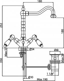 Смеситель для раковины, бронза Cezares DIAMOND-LS2-02-Sw